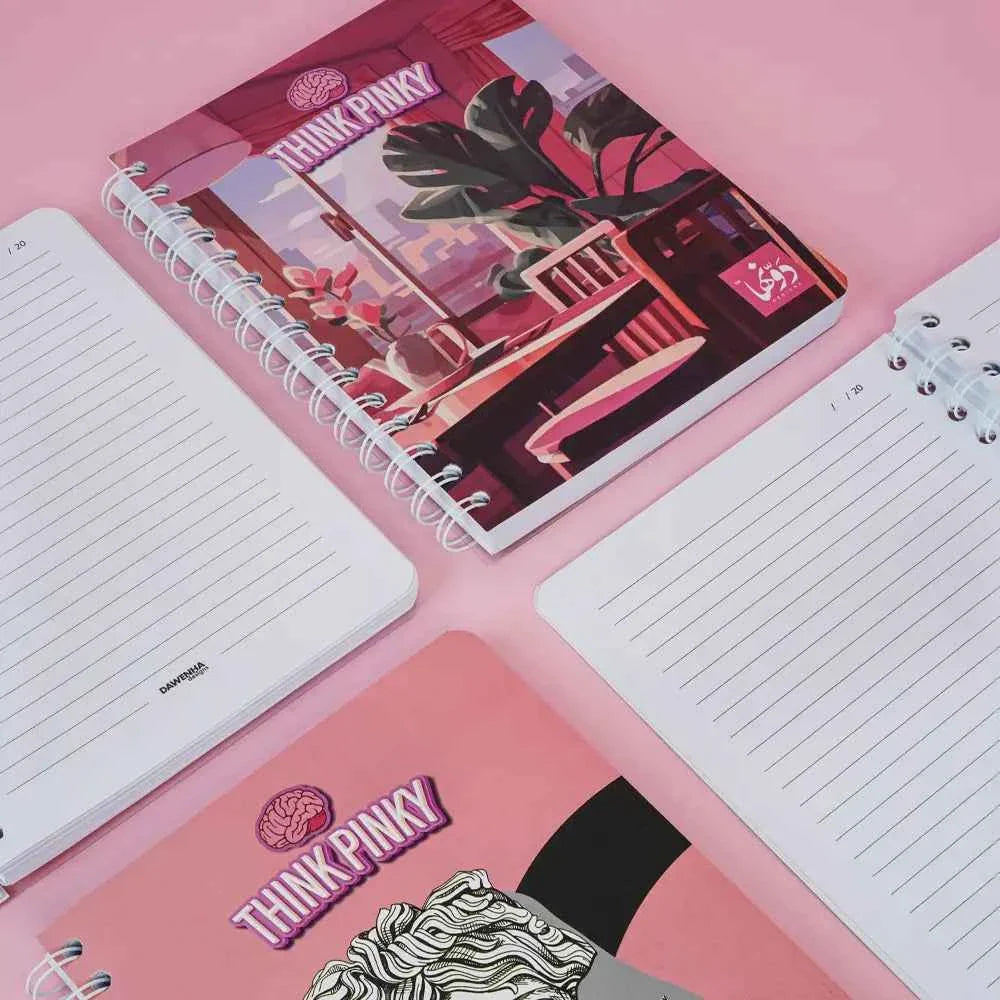 Pinky Cafe Vibes | Safezone Notebook (Wired / Hardvover) Dawenha | دونها