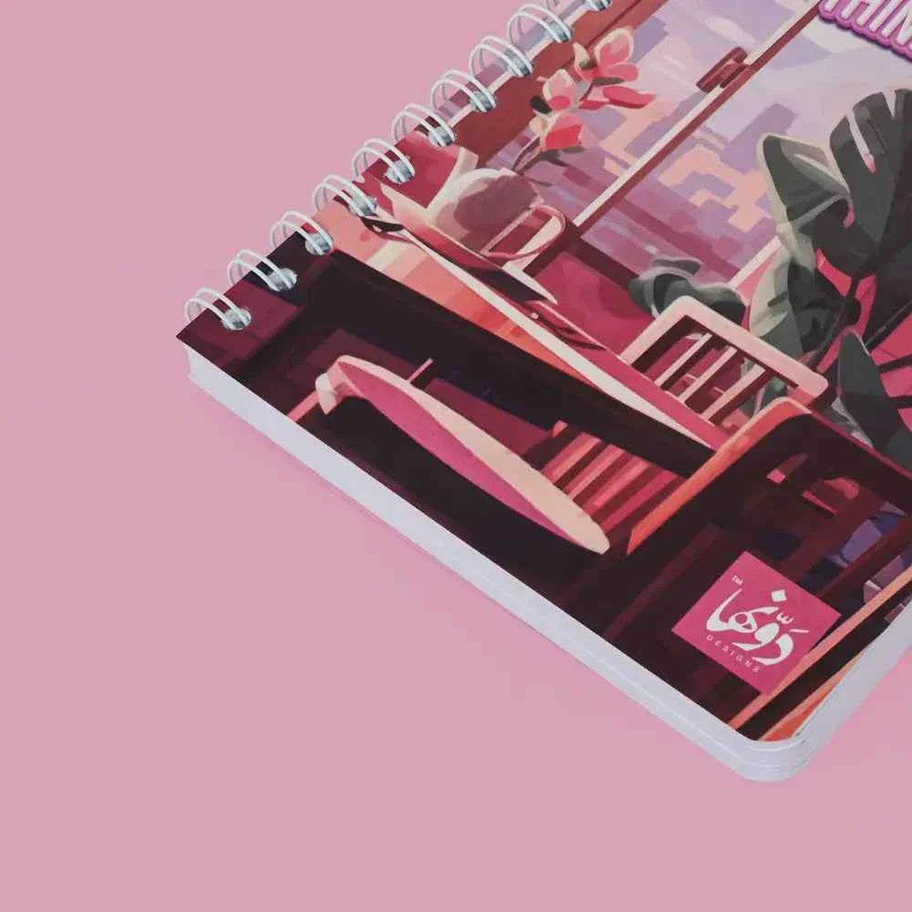 Pinky Cafe Vibes | Safezone Notebook (Wired / Hardvover) Dawenha | دونها