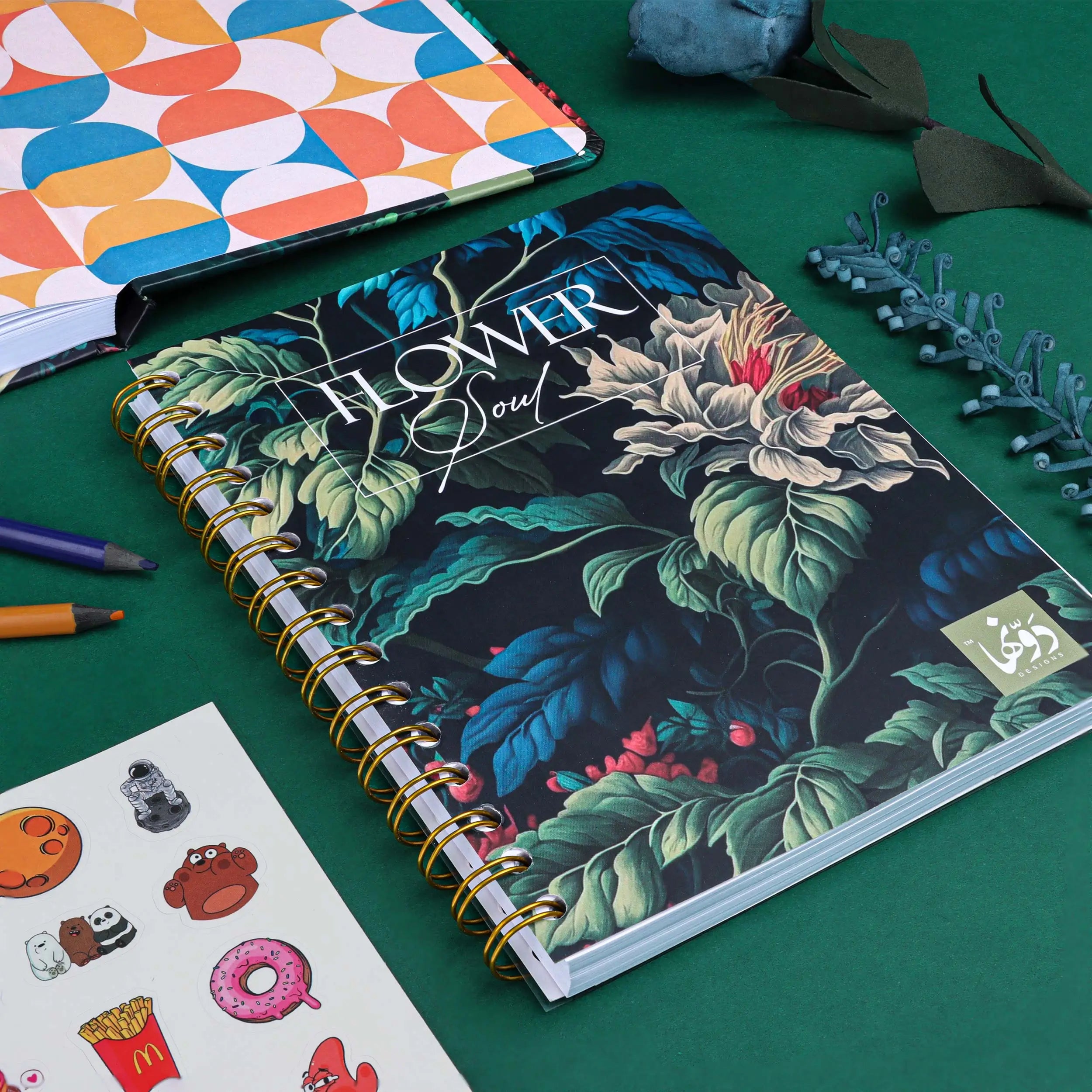 Botanical Green | Safezone Notebook (Wired / HardCover) Dawenha | دونها