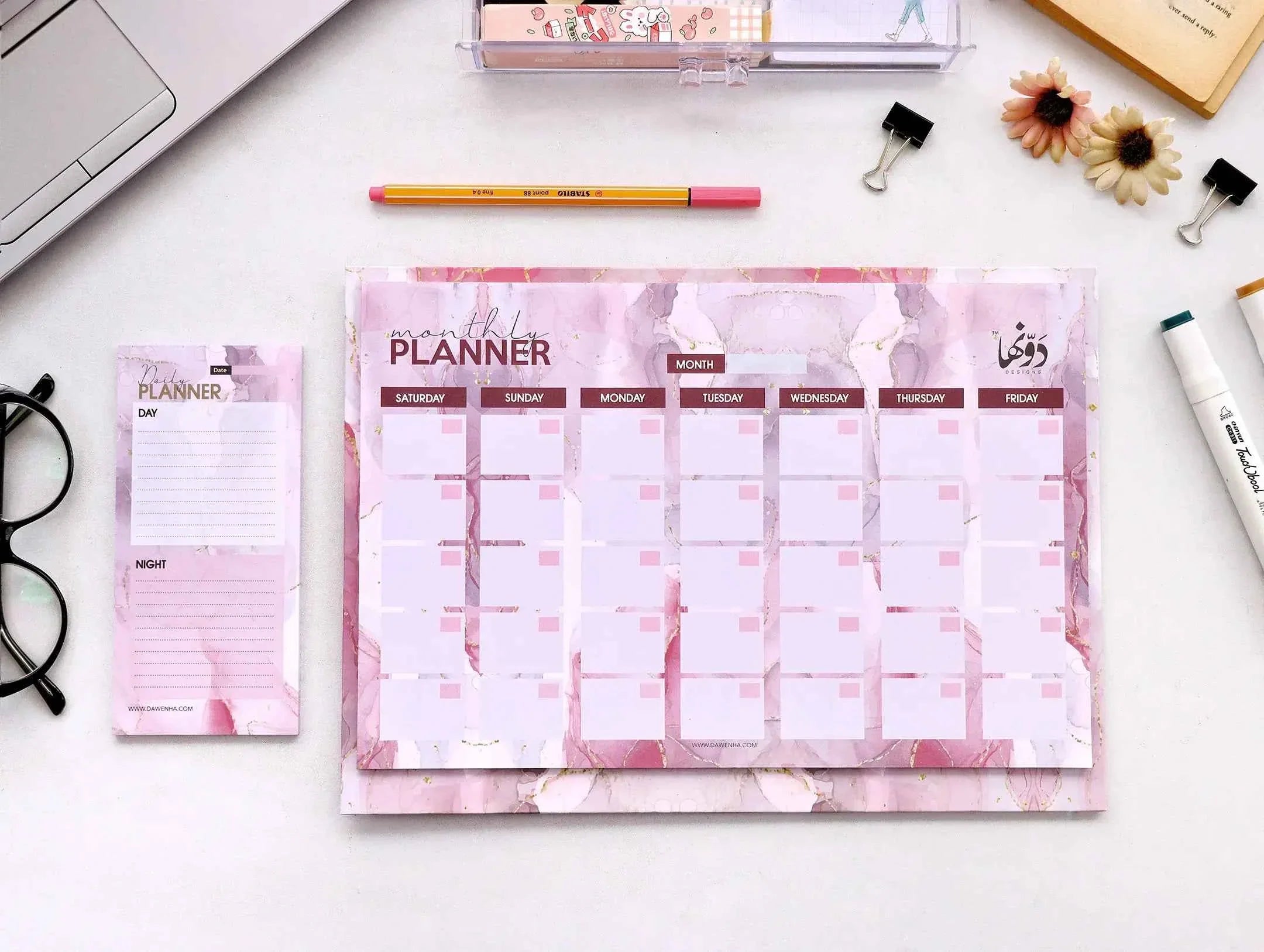 Pink Marble Desk Calendar calendar Dawenha | دونها