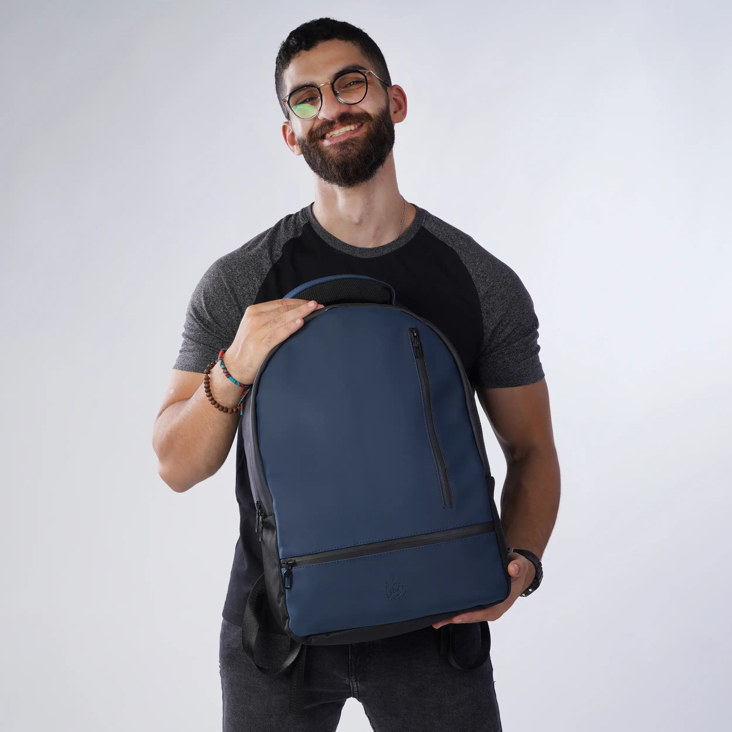 Leather Backpack | Navy blue bags Dawenha | دونها