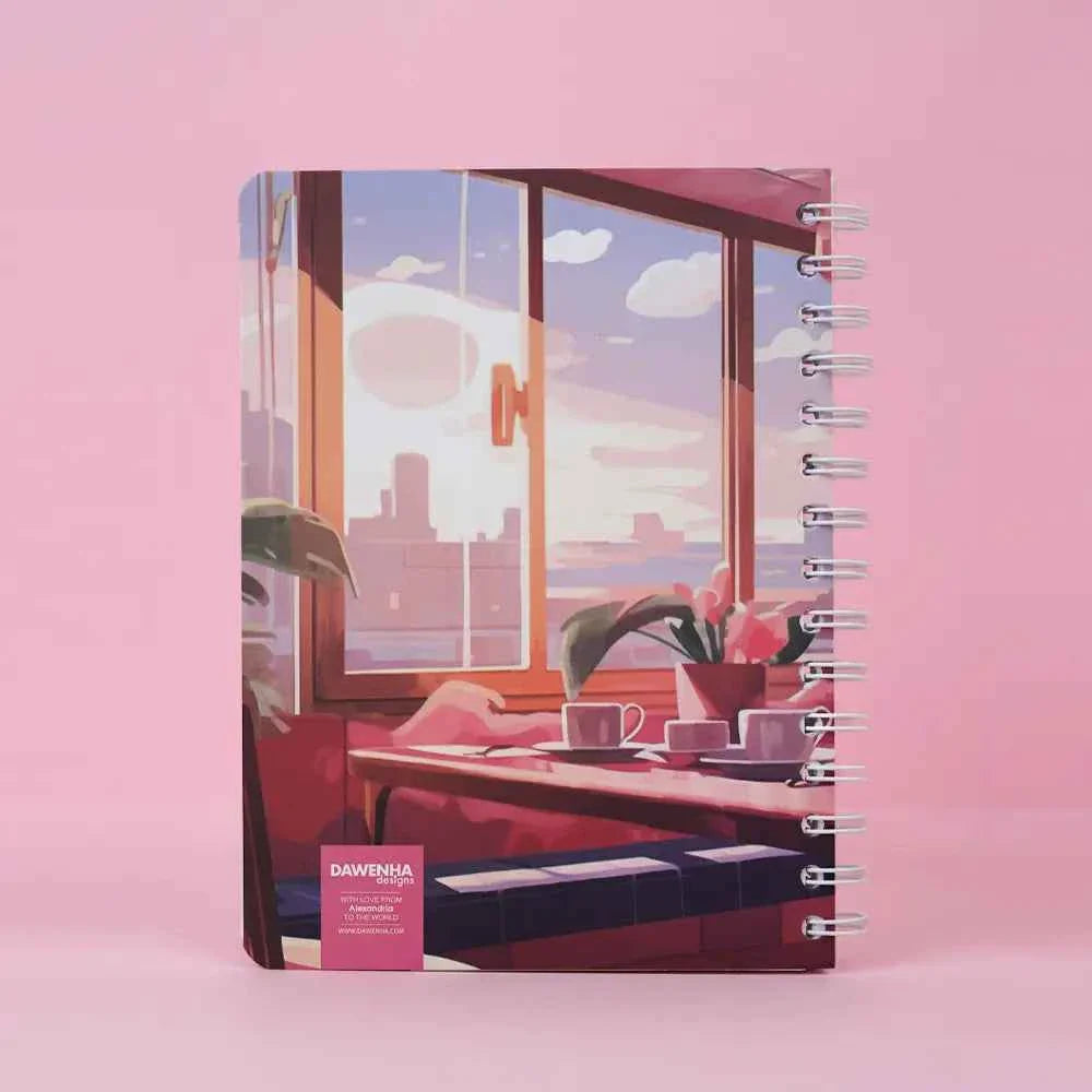Pinky Cafe Vibes | Safezone Notebook (Wired / Hardvover) Dawenha | دونها