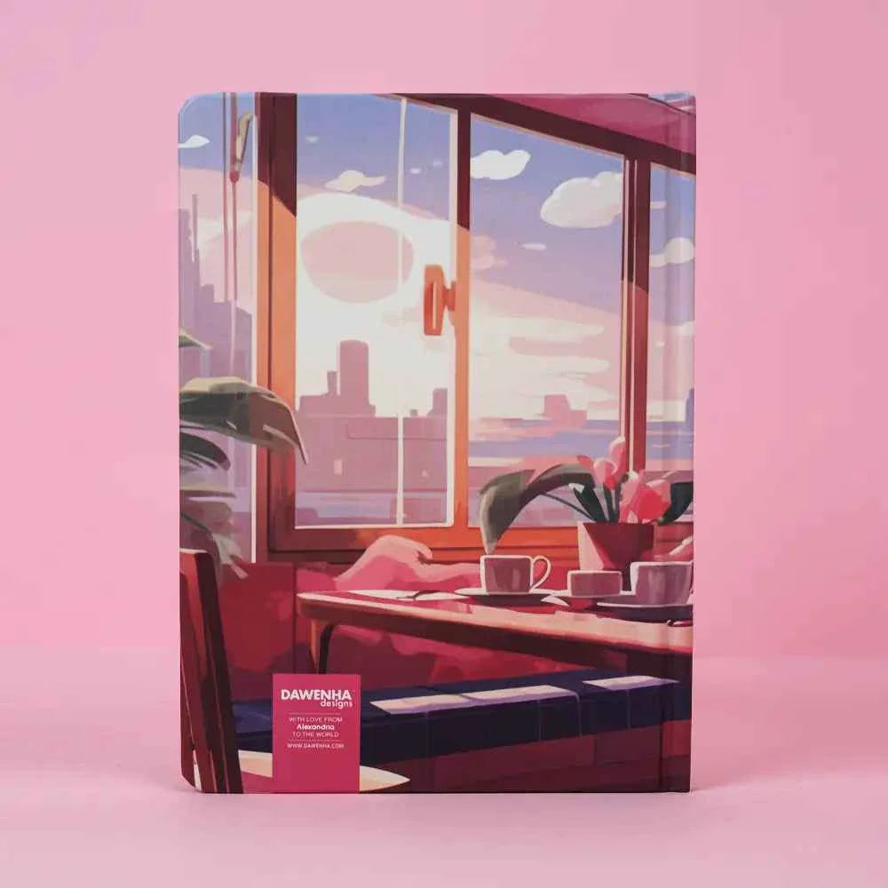 Pinky Cafe Vibes | Safezone Notebook (Wired / Hardvover) Dawenha | دونها