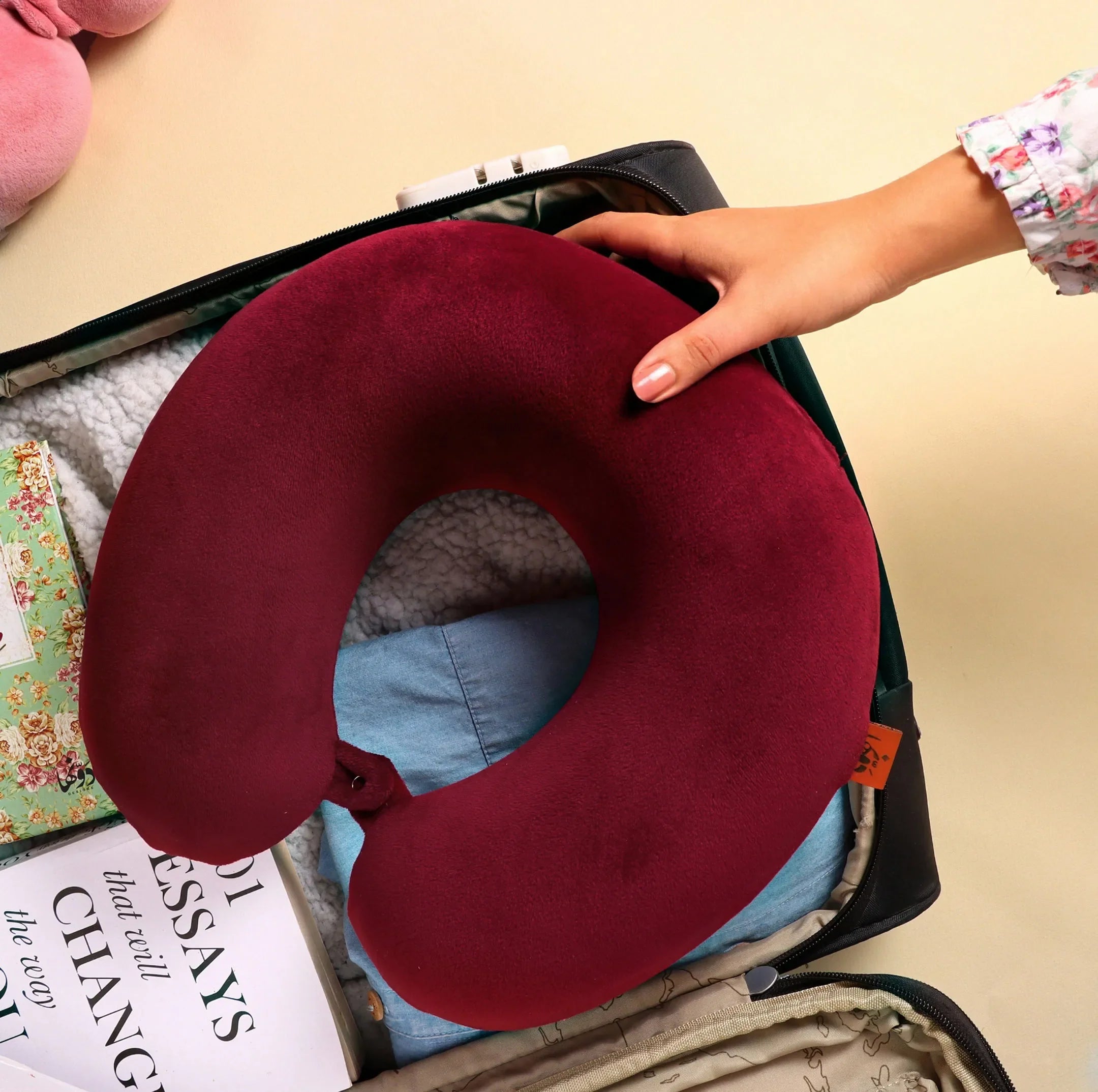 Neck Pillow By Dawenha | Dark Red pillow Dawenha | دونها